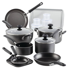Farberware 20 PC Easy Clean Aluminum Nonstick Cookware Pots and Pans Set Gray