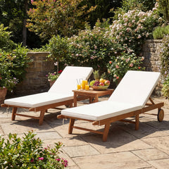 Tangkula Folding Lounge Chairs Outdoor Set of 1/2 Patio Eucalyptus Wood Chaise Lounge